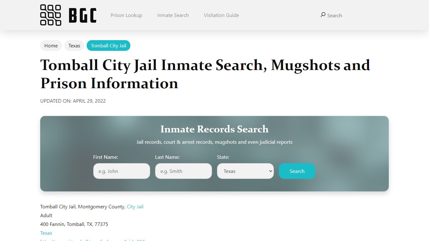 Tomball City Jail Inmate Search, Mugshots, Visitation ...